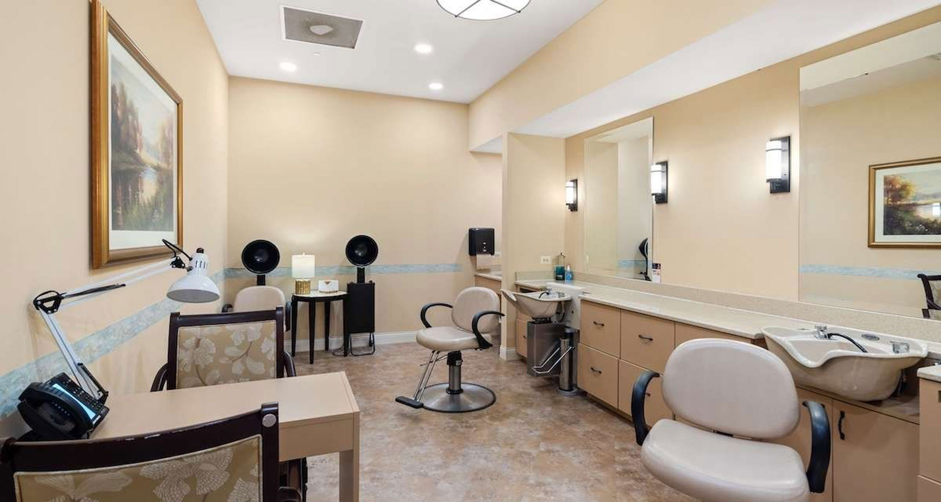 Salon chairs and sitting area