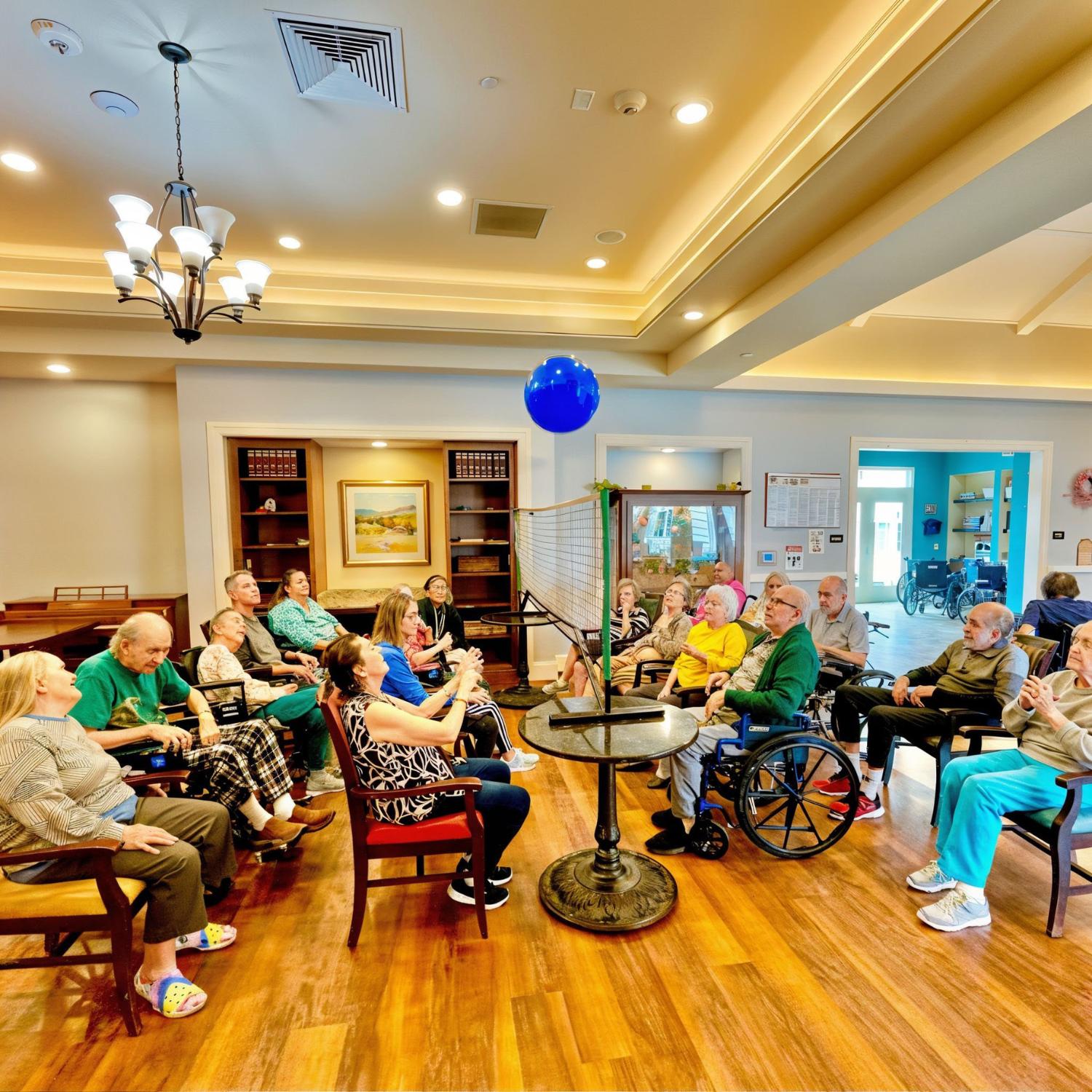 Senior residents playing Volleyball